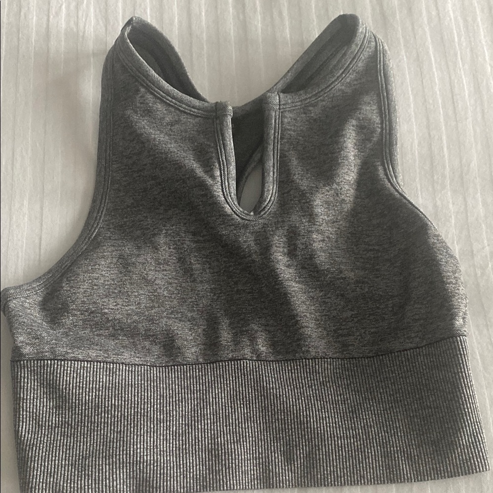 PINK Victoria's Secret Gray Sports Bra Moisture-Wicking Racerback